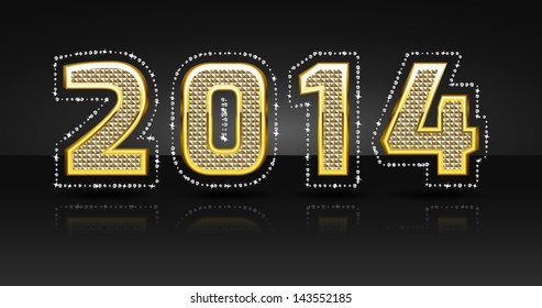 The New Year graphic symbol made out of golden numbers and diamonds / The New Year sign / 2014