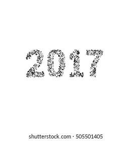 New Year, gray squares texture 2017 text on a white background. an object. for registration of congratulations, cards, banners Happy New Year, Merry Christmas. vector illustration.