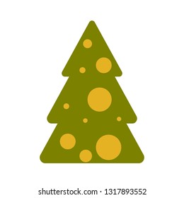 the new year green trees. Flat style