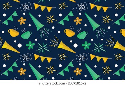 new year green and yellow seamless pattern