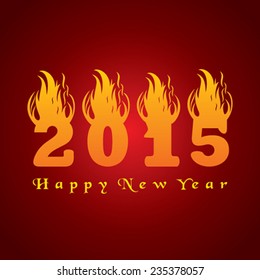 New year greeting 2015 with fire stock vetor