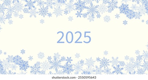 New year greeting 2025 vector snowflake illustration background, happy holidays wallpaper