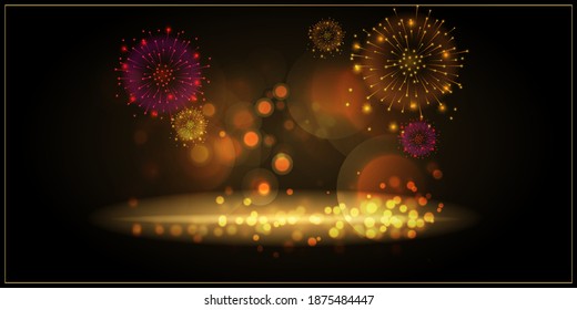 NEW YEAR GREETING BACKGROUND CONCEPT ,VECTOR ILLUSTARTION, BEAUTIFUL COLURFUL LIGHT BOKEH