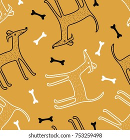 New year greeting background seamless pattern Christmas design dog and bone