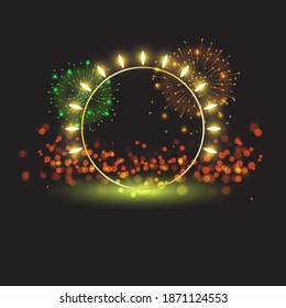 NEW YEAR GREETING BACKGROUND VECTOR ILLUSTARTION, BEAUTIFUL COLURFUL LIGHT BOKEH