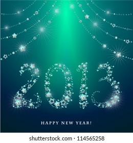 New Year Greeting Card, 2013 made from glittering stars. Vector.