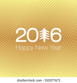 New year greeting card. 2016 symbol. Golden background.