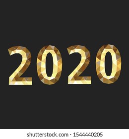 New Year greeting card 2020 gold on a black background
