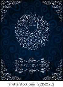 New Year greeting card with abstract sheep made of stars, EPS 8