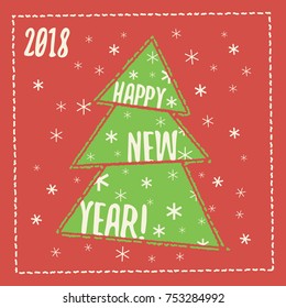 New year greeting card. Christmas greeting card. Vector illustration.