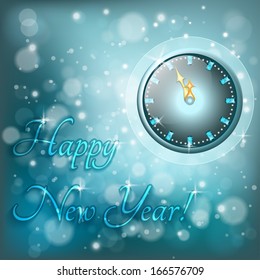 New Year greeting card with clock, eps 10