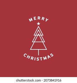New Year greeting card design with stylized Christmas tree. Vector illustration. Christmas tree logo.