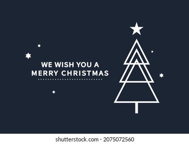 New Year greeting card design with stylized Christmas tree. Vector illustration. Christmas tree logo.	