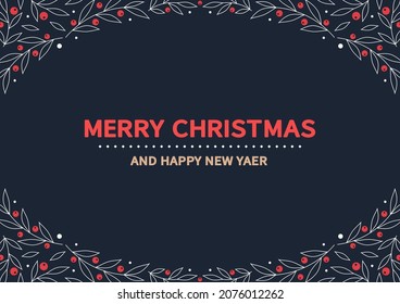 New Year greeting card design with stylized Christmas tree. Vector illustration. Christmas tree logo.