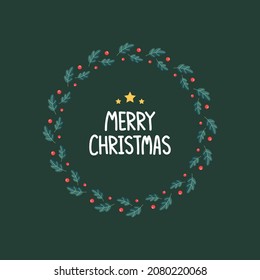 New Year greeting card design with stylized Christmas tree. Vector illustration. Christmas leaf pattern.
