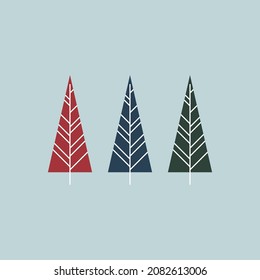New Year greeting card design with stylized Christmas tree. Vector illustration. Christmas tree logo.