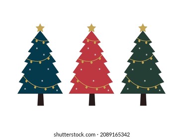 New Year greeting card design with stylized Christmas tree. Vector illustration. Christmas tree logo.