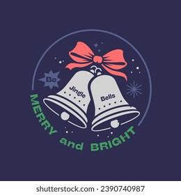 New Year greeting card design with Christmas bells. Vector illustration