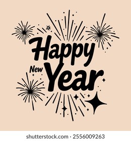 New Year greeting card design in bold and playful typography
