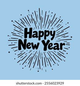 New Year greeting card design in bold and playful typography