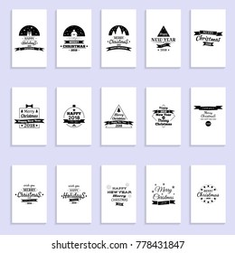New Year greeting card design (ribbons and letterings). Vector illustration EPS 10