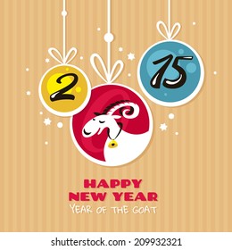 New year greeting card with goat vector illustration