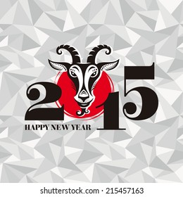 New year greeting card with goat vector illustration