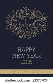 New Year Greeting Card With Gold Sheep