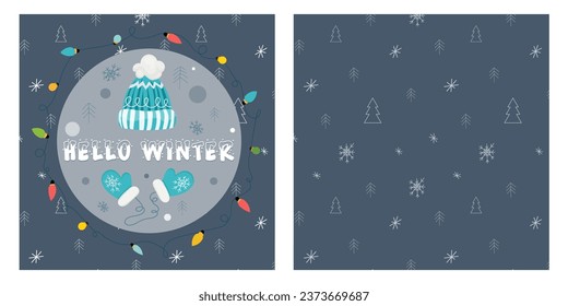 New Year greeting card hello winter