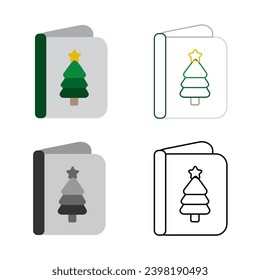 New year greeting card icon. Set of new year greeting card icons on white background. Flat vector illustration.