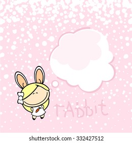 New year greeting card with the Rabbit and thought bubble window for your text