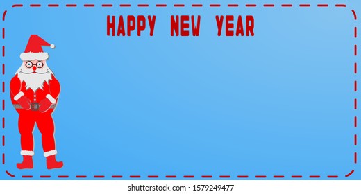 New year greeting card - greeting of Santa Claus.  New Year Vector sketch  illustration isolated for greeting cards