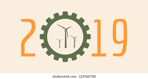 New Year greeting card template. 2019 year number. Brochure or report design template.