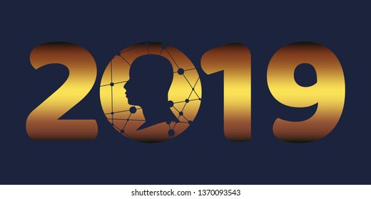New Year greeting card template. 2019 year number. Brochure or report design template.