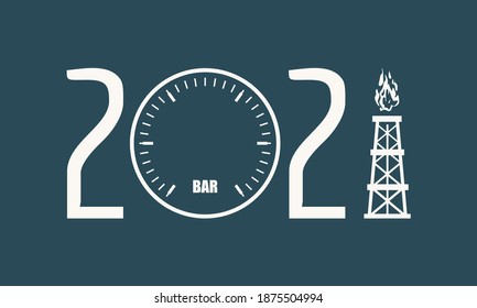 New Year greeting card template. 2021 year number. Industrial concept