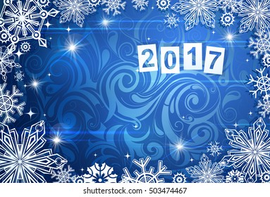 New year greeting card  template with copy space area and 2017 date