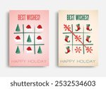 New Year greeting card, Tic Tac Toe, Elegant simple style on a bright background