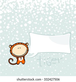 New year greeting card with the Tiger and speech bubble window for your text
