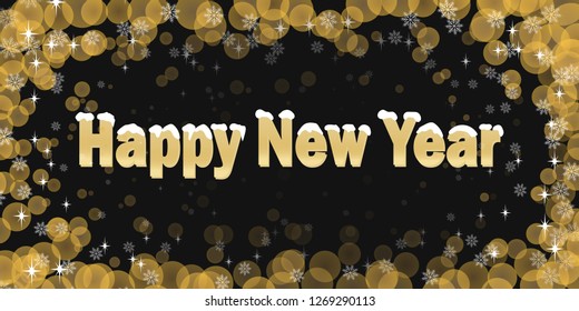 New Year greeting card. Vector graphics. Inscription sprinkled with snow