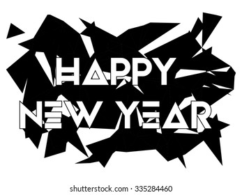 New Year greeting card. Vector illustration. Modern geometric background. Polygonal art. Abstract backtop. Web design background.