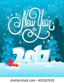 New Year greeting card. Vector illustration.