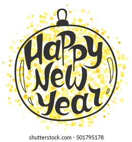 New Year greeting card. Vector illustration. glitter background. Snowy ball. Wallpaper