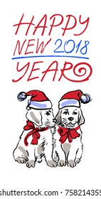 New year greeting card. Vector hand drawn graphic illustration.