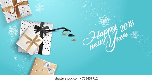 New Year greeting card. Vector illustration concept for greeting cards, website and mobile banners, marketing material.