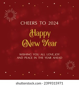 New Year Greeting Card, New Year Wishes Design Social Media Creative Template Vector 