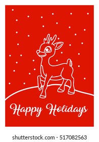 New Year greeting cards Red, Reindeer, Minimalism