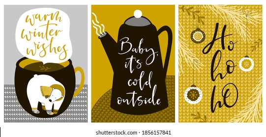 Tarjetas de felicitación de Año Nuevo.Ilustraciones vectoriales