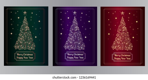 New Year greeting & Happy new year card , Background tree design with Geometric Style . Vector illustration