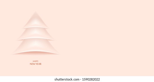 New Year greeting postcard. Bright cute illustration of christmas tree for brochure, poster, flyer and invitation design/