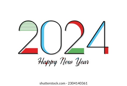 New Year greetings 2024 with simple and beautiful coloring.